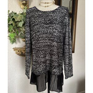 Alfani Sequins Ruffle Sweater Sheer Ruffle Bottom Long Sleeve Formal Night Sz M